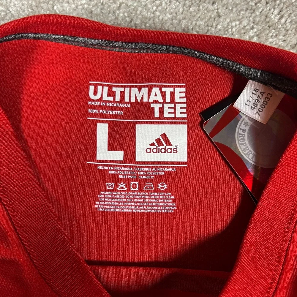 Adidas Mens Large Red Logo NCAA North‎ Carolina State Short Sleeve T-Shirt NWT